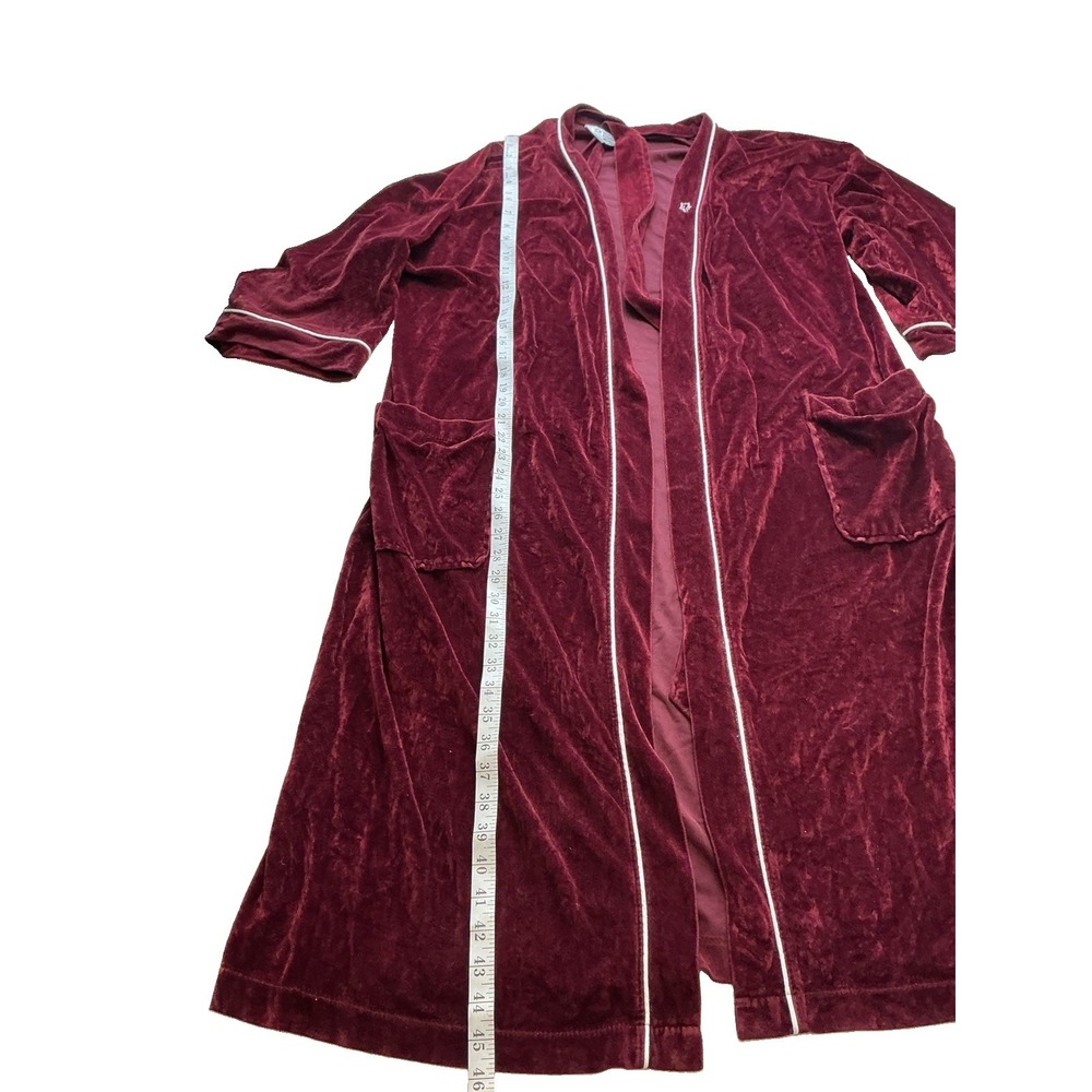 Christian Dior Robe Mens One Size Burgundy Vintage Velvet Monsieur (D9) - Picture 3 of 7